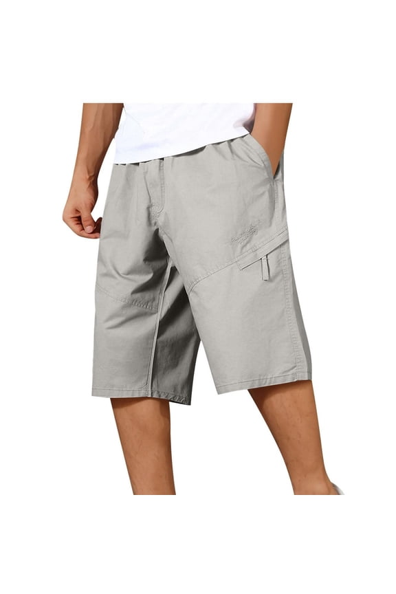 Men's Extreme Motion Cargo Short Vmvidoty Men's Solid Color Casual Outdoor Sports With Pocket Knee Length Cargo Shorts Gray XXL