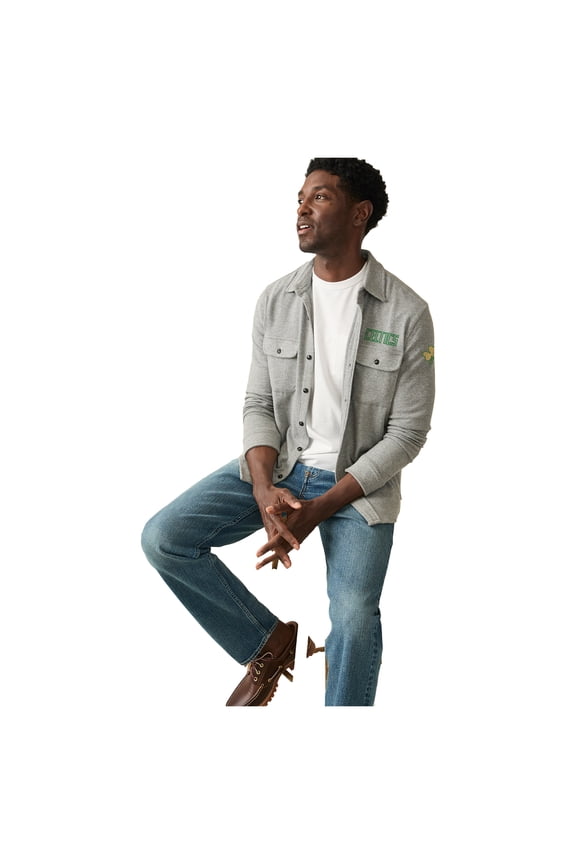 Men's FAHERTY Gray Boston Celtics Legend Sweater Button-Up Shirt