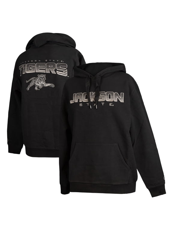 Men's FISLL Black Jackson State Tigers Puff Print Sliced Pullover Hoodie