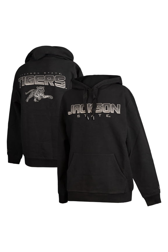 Men's FISLL Black Jackson State Tigers Puff Print Sliced Pullover Hoodie