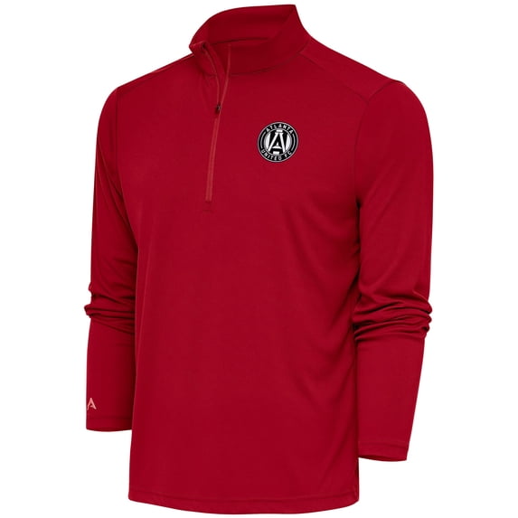 Men's Antigua Red Atlanta United FC Brushed Metallic Tribute Quarter-Zip Top