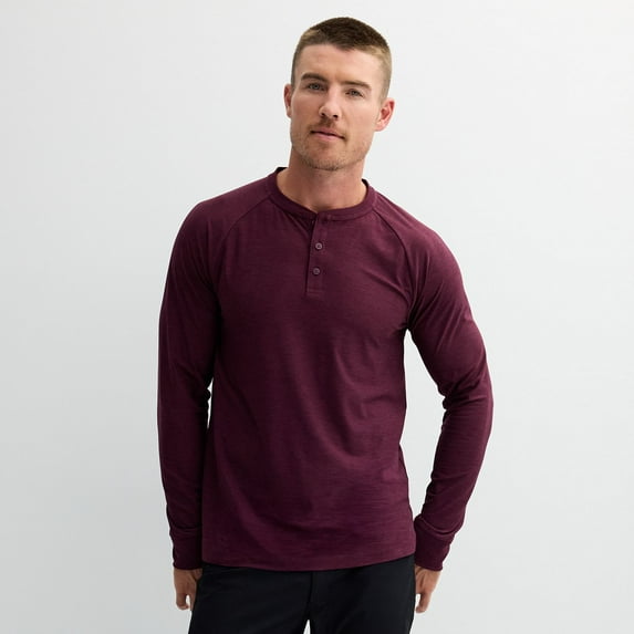 Men's FLX Long Sleeve Luxury Soft Wander Henley Color: Magma Size: XL