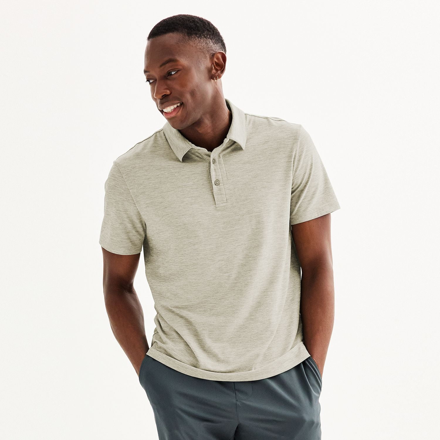 Men's FLX Luxury Soft Wander Polo Color: Green Heather Size: XL