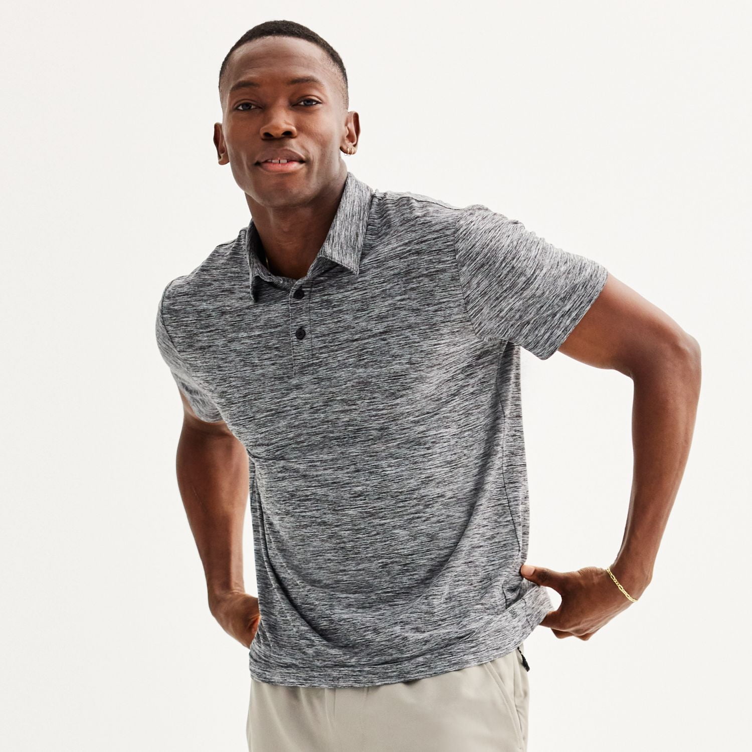 Men's FLX Luxury Soft Wander Polo Color: Black Heather Size: M