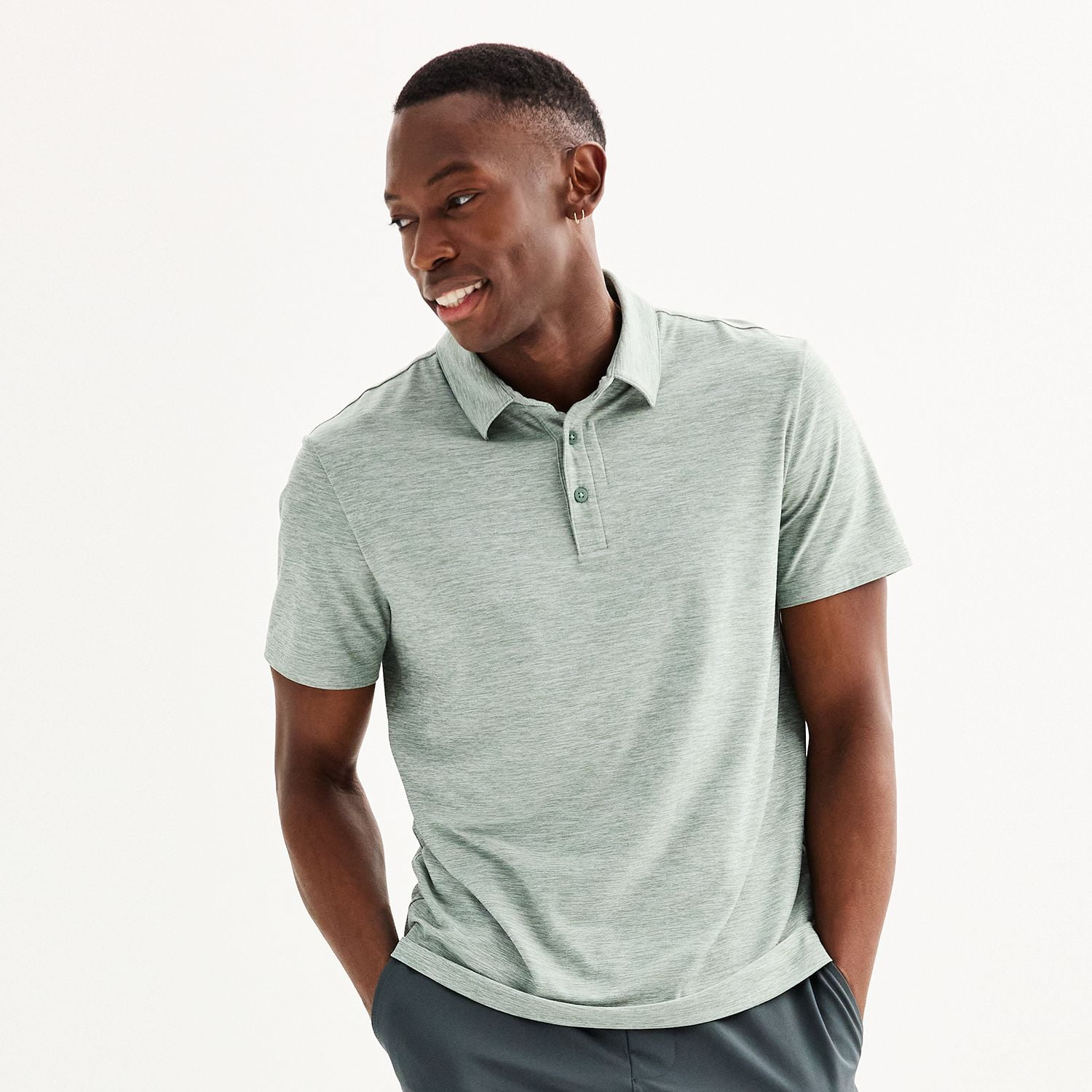 Men's FLX Luxury Soft Wander Polo Color: Green Heather Size: XL