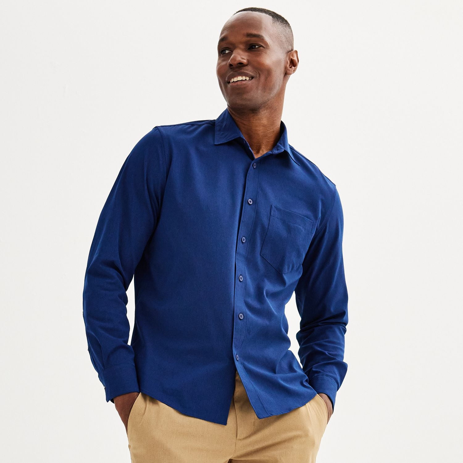 flx dress shirt FLX Urban/Commuter Button-Up Shirt Men's Small Gray Long Sleeve Collared  Stretch