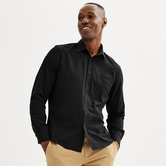 Men's FLX Performance Untucked-Fit Long Sleeve Button Down Shirt Color: Mineral Black Size: S