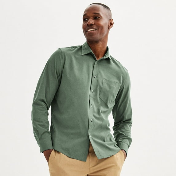 Men's FLX Performance Untucked-Fit Long Sleeve Button Down Shirt Color: Sage Green Size: S