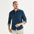 thumbnail image 1 of Men's FLX Slim Performance Untucked-Fit Button Down Long Sleeve Shirt Color: Navy Size: L SLIM, 1 of 4