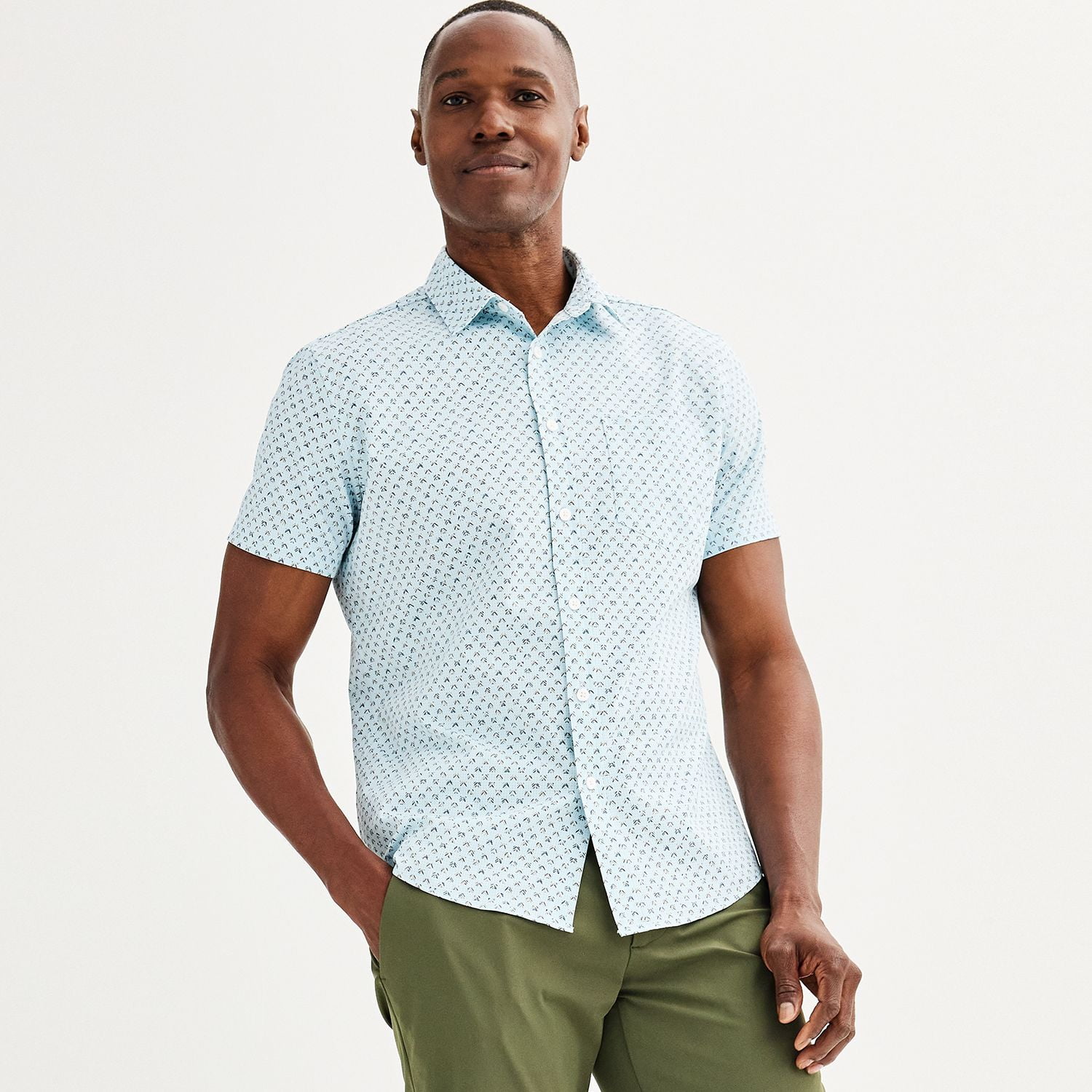Slim Untucked Untucked Total Stretch Slim Fit Solid Shirt  Perry Ellis