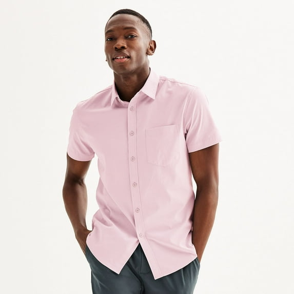 Men's FLX Slim Performance Untucked-Fit Button Down Shirt Color: Pink Size: S SLIM