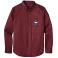 thumbnail image 1 of Men's FORD MUSTANG LEGEND LIVES GT CREST Twill Shirt with Pocket, XL Burgundy, 1 of 2