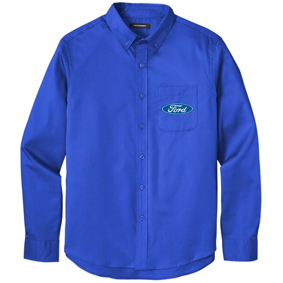 Men's FORD OVAL LOGO Twill Shirt with Pocket, Extra-Small Royal Blue