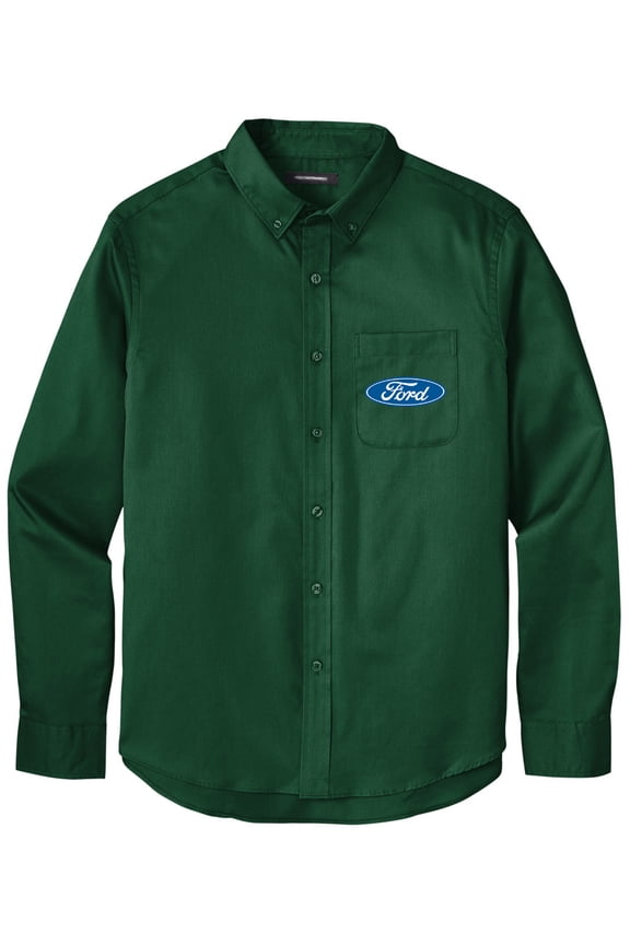 Men's FORD OVAL LOGO Twill Shirt with Pocket, Medium Dark Green