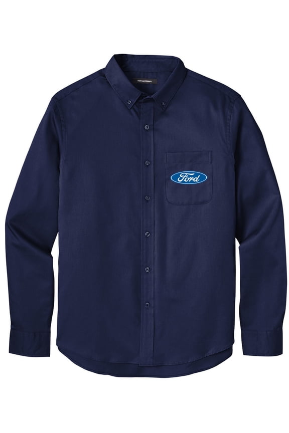 Men's FORD OVAL LOGO Twill Shirt with Pocket, Medium Navy Blue