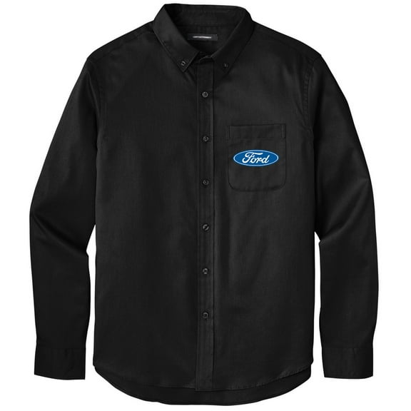 Men's FORD OVAL LOGO Twill Shirt with Pocket, Small Deep Black