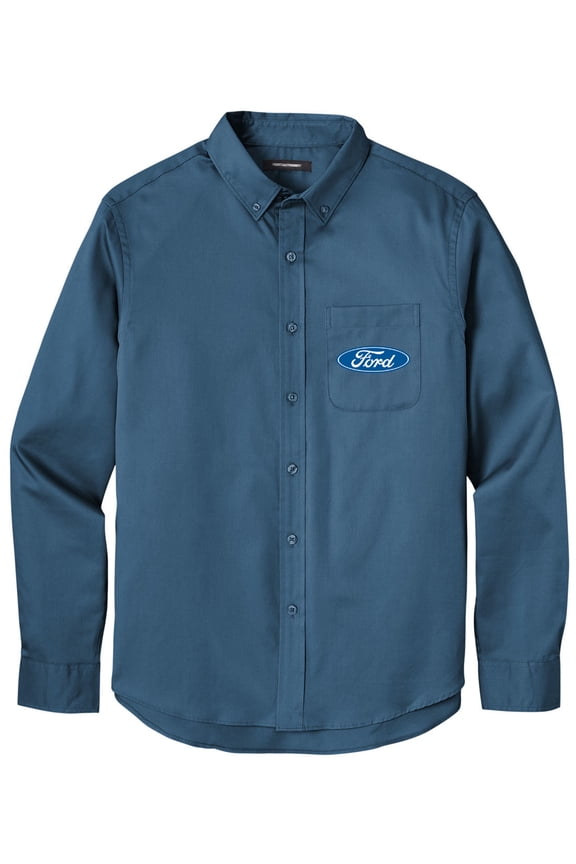Men's FORD OVAL LOGO Twill Shirt with Pocket, Small Regatta Blue