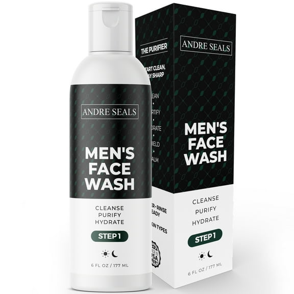 Mens Face Wash | Activated Charcoal Deep Cleanse Facial Cleanser | Hydration with Organic Aloe & Coconut | Non-Drying, Skin-Safe | All Ages & Skin Types
