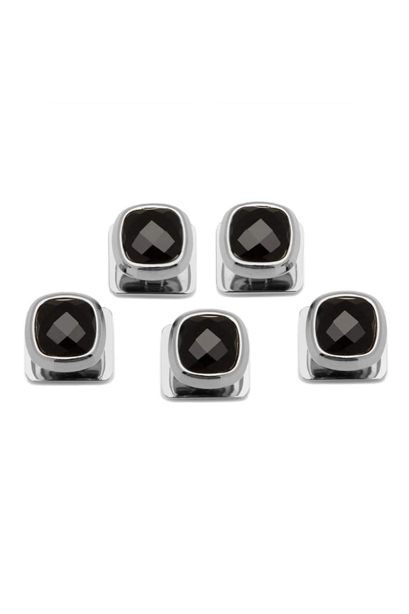 Men's Faceted Onyx Cushion Studs