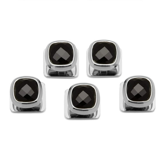 Men's Faceted Onyx Cushion Studs