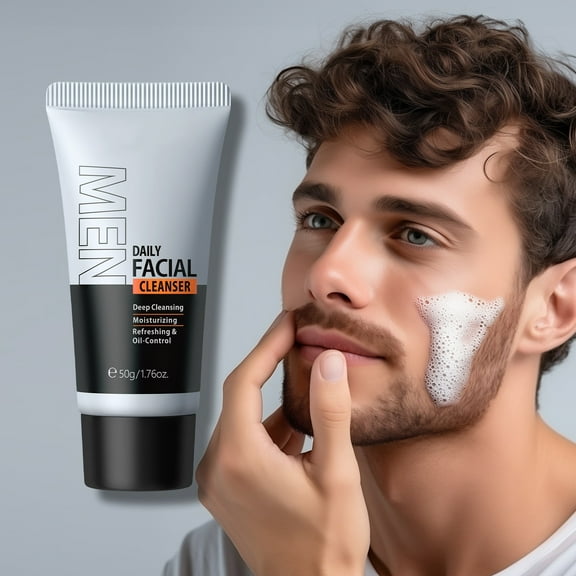 Men's Facial Cleanser 50ml Refreshing Cleanser Face Cleansing Hydrating Moisturizing Daily Facial Skin Cleansing Beauty Supplies for Men