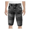 thumbnail image 1 of Men's Faded Wash Distressed Fringe Skinny Slim Fit Jean Stretch Denim Shorts (7007 Black, 36), 1 of 3