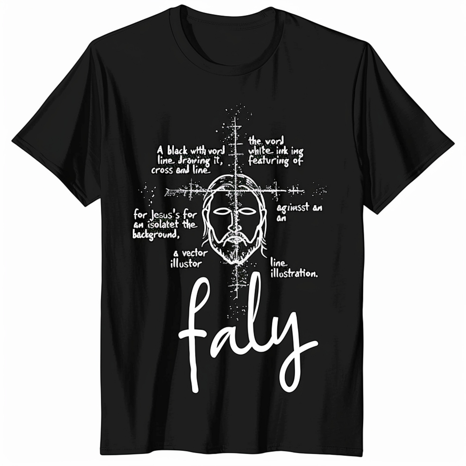 Men's Faith Graphic Tee with Cross and Jesus Outline Design Stylish