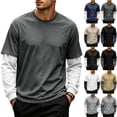 thumbnail image 1 of Men's Fake 2-Piece Layered Solid Shirts Casual Pullover Dark Gray XL, 1 of 6