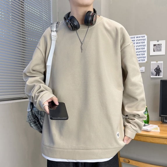 Men's Fake Two Long-Sleeved Sweater-Plus Velvet Loose Top