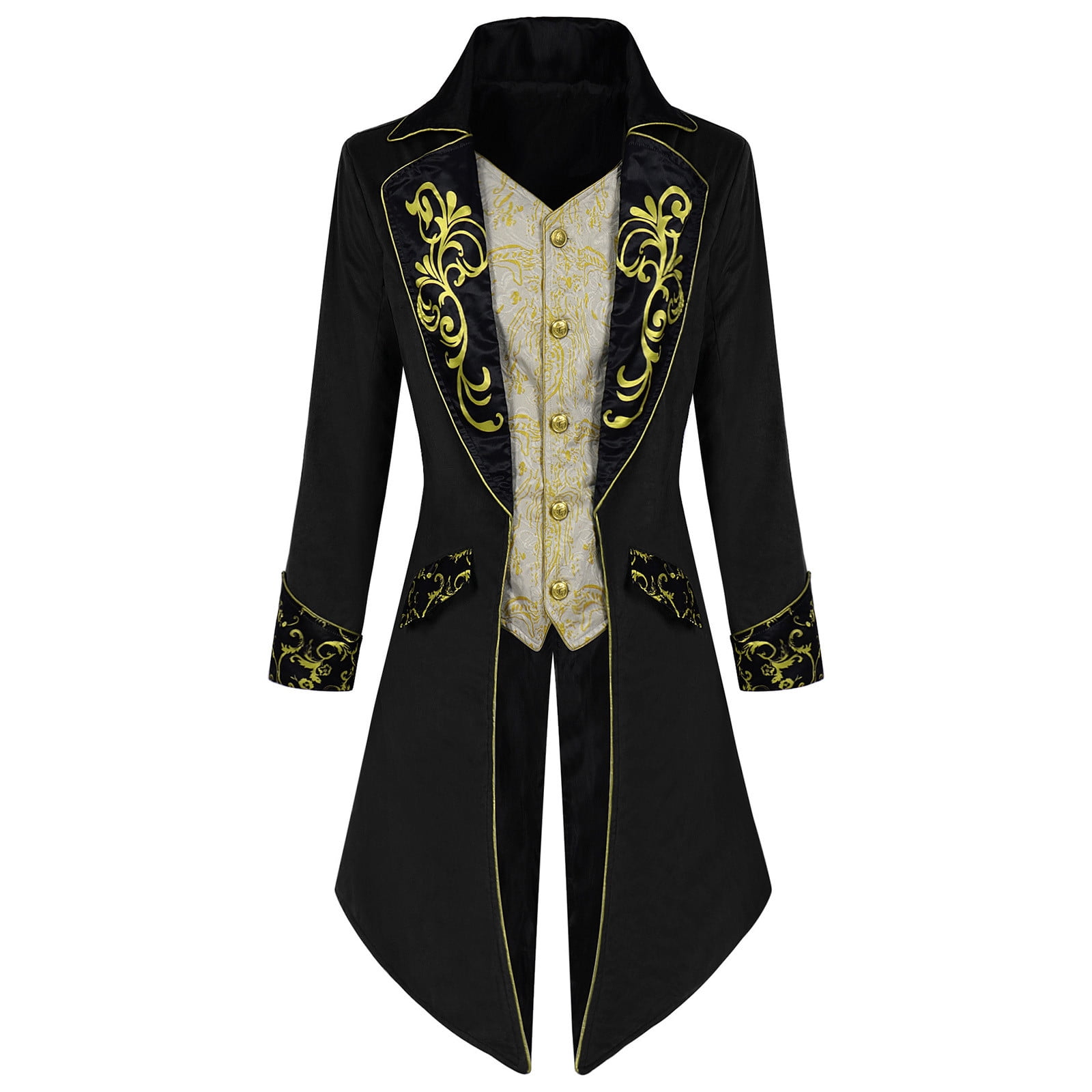 Men European Medieval Fake Two Pieces Retro Punk Long Tuxedo