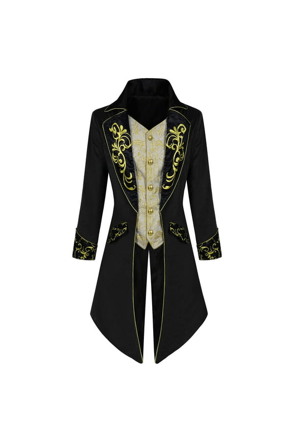 Men's Fake Two Piece Tuxedo, Steampunk Costume Coat, Gothic Victorian Tailcoat for Roleplay, Victorian Style Long Coats, Medieval Inspired Formal Jacket