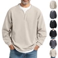 thumbnail image 1 of Men's Fake Two-Piece Waffle Knit Sweatshirt, Casual Long Sleeve Pullover Top for Fall, Comfortable Streetwear Fashion,Gray,XL, 1 of 6