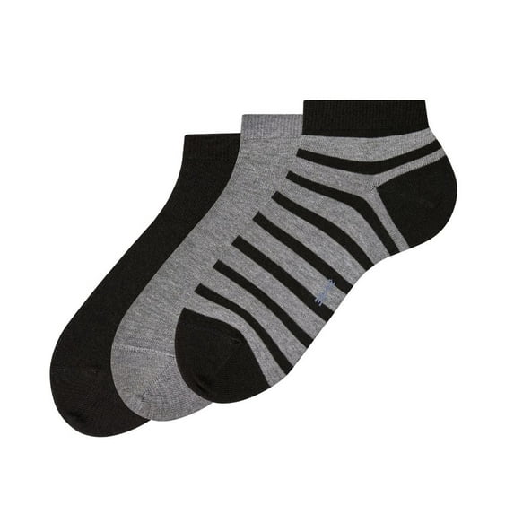 Men's Falke 13056 Happy Box Sneaker Socks - 3 Pack (Black/Grey S/M)