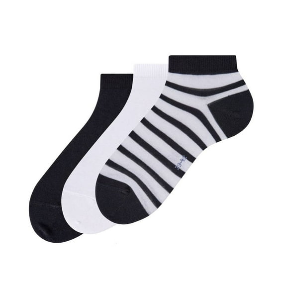 Men's Falke 13056 Happy Box Sneaker Socks - 3 Pack (Black/White S/M)