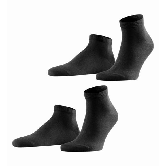Falke Men's Socks, 2-Pack - Happy, Sneaker Socks, Cotton Black 39-42 (Uk 5,5-8)