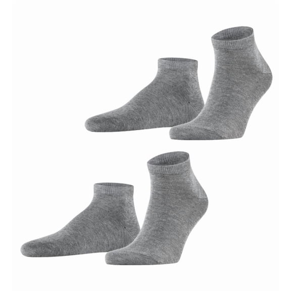 Falke Men's Socks, 2-Pack - Happy, Sneaker Socks, Cotton Grey 43-46 (Uk 8,5-11)