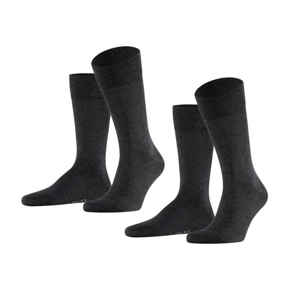 Falke Men's Socks, 2-Pack - Happy, Short Socks, Cotton Anthracite 39-42 (Uk 5,5-8)