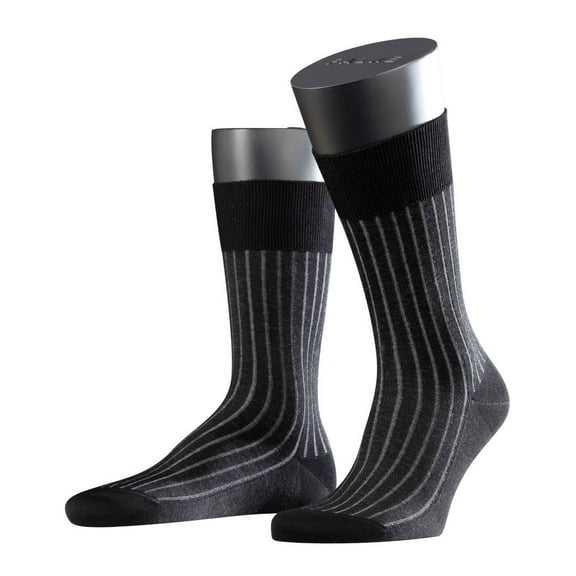 Falke Men's Socks - Shadow, Socks, Cotton, Logo, Long, Unicoloured Black/Grey 43-44