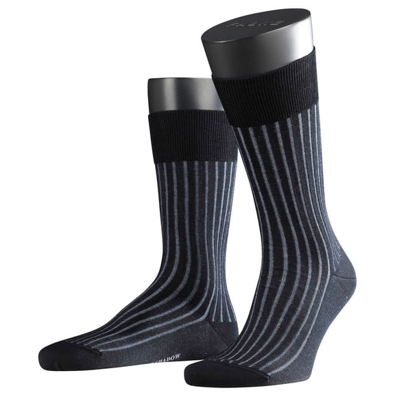 Men's Falke 14648 Shadow Cotton Ribbed Fashion Sock (Dark Navy L)