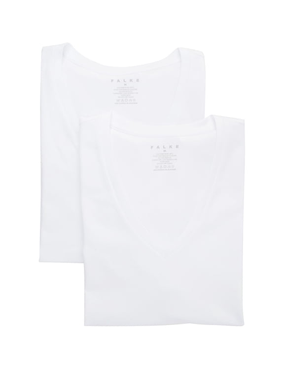 Men's Falke 68106 Daily Egyptian Cotton Deep V-Neck T-Shirt - 2 Pack (White 3XL)