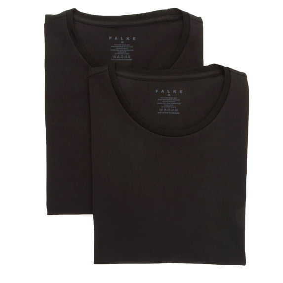Men's Falke 68108 Daily Egyptian Cotton Crew Neck T-Shirt - 2 Pack (Black M)