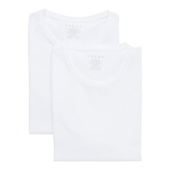 Men's Falke 68108 Daily Egyptian Cotton Crew Neck T-Shirt - 2 Pack (White M)