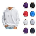 thumbnail image 1 of Men's Fall And Winter Casual Solid Color Hooded Sweater No Pockets Top Men Cotton Fleece Hooded Sweatshirt, 1 of 6