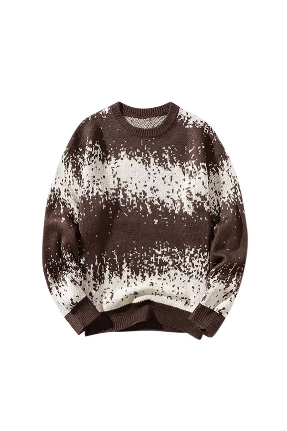 Men's Fall And Winter Loose Casual Simple Striped Line Knit Sweater