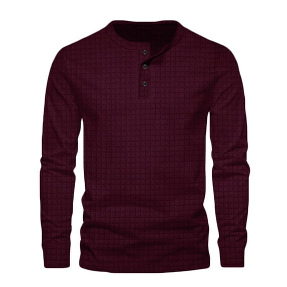 Men's Fall Slim Muscle Henley Shirts Crew Neck Button Down Long Sleeve T-Shirt Stretchy Casual Stylish Pullover Tops