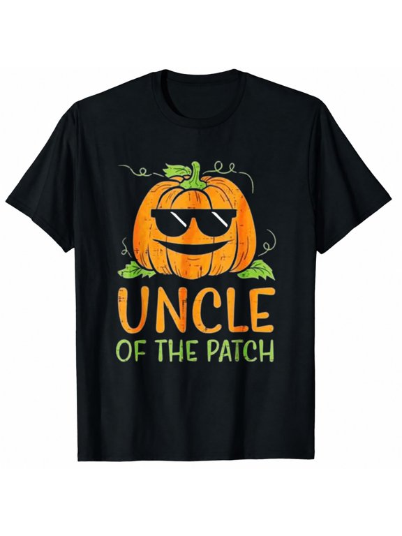 Men's Fall T-Shirt, Uncle of the Patch Pumpkin Sunglasses Graphic, Funny Autumn Casual Shirt