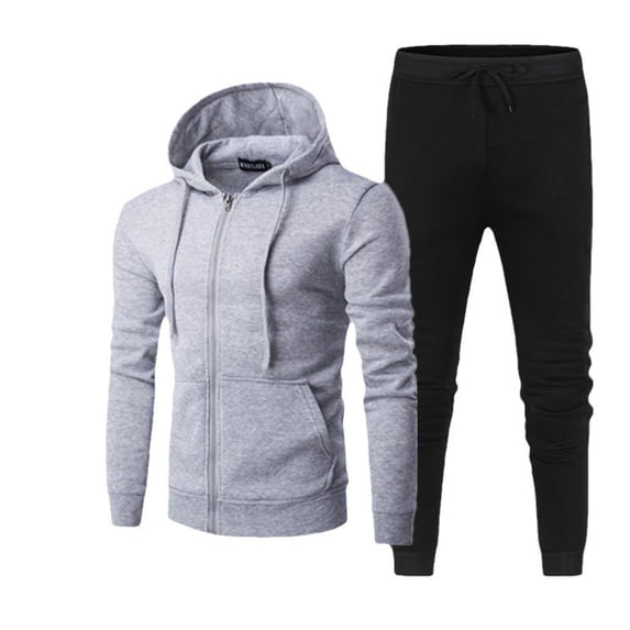 Men's Fall Winter 2 Piece Slim Fit Tracksuit Set, Full Zip Hoodie Sweatshirt & Drawstring Tapered Jogger Pants, Warm Athletic Workout Activewear Sweatsuit