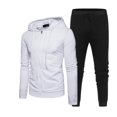 thumbnail image 1 of Men's Fall Winter 2 Piece Slim Fit Tracksuit Set, Full Zip Hoodie Sweatshirt & Drawstring Tapered Jogger Pants, Warm Athletic Workout Activewear Sweatsuit, 1 of 4