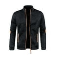 thumbnail image 1 of Men's Fall Winter Casual Warm Solid Color Long Sleeved Stand Up Collar Zipper Cardigan Sweater Jacket, 1 of 4