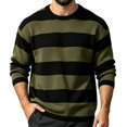 thumbnail image 1 of Men's Fall Winter Crewneck Striped Knit Pullover Sweater, Loose Fit Color Block Knit Long Sleeve Casual Top for Daily Wear , L, 1 of 6